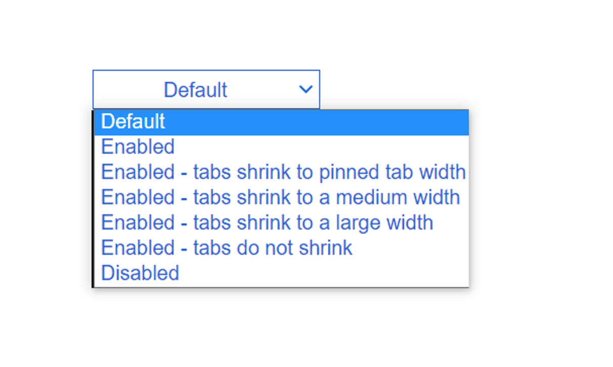 chrome tab size options