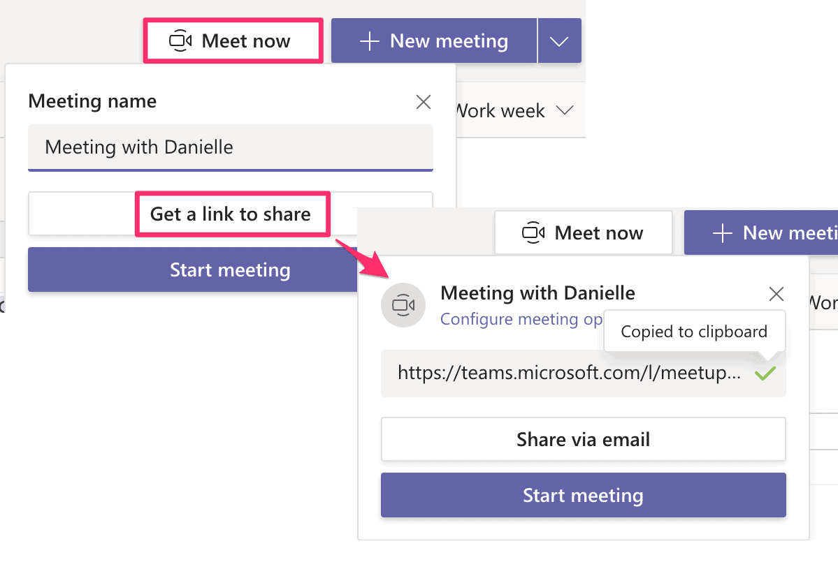 instant meeting in teams