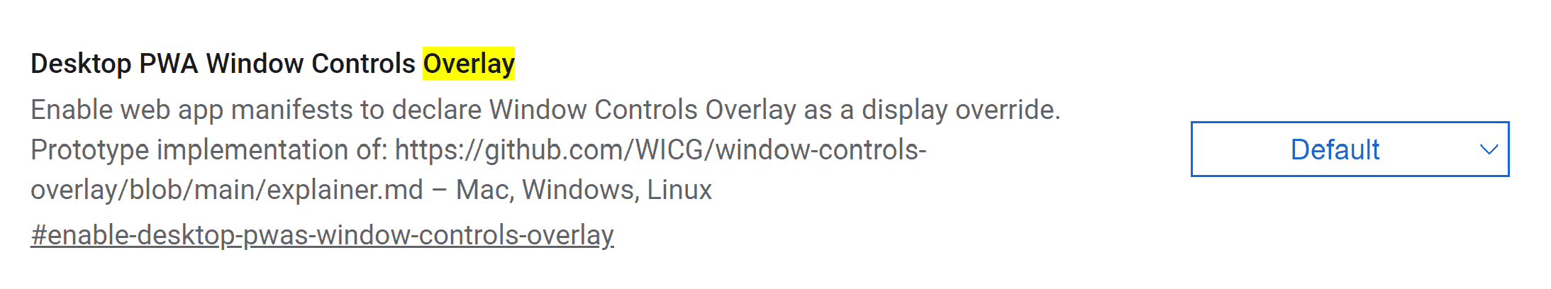 Desktop PWA windows control overlay