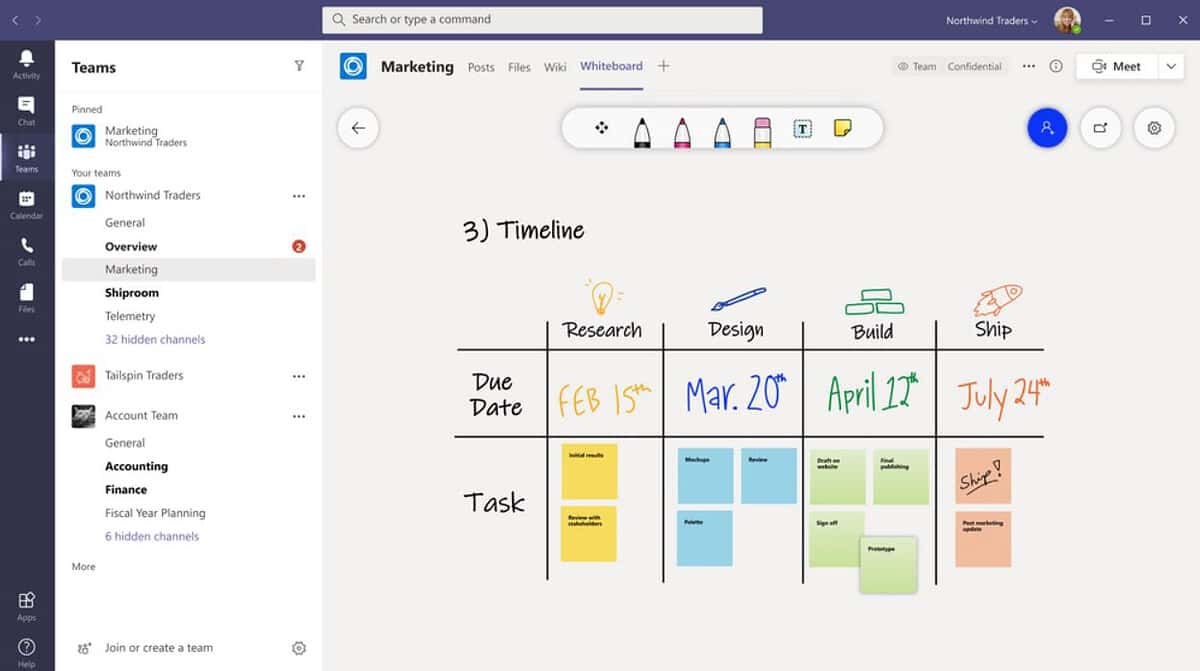 Microsoft Whiteboard app now available in Microsoft Teams channels and