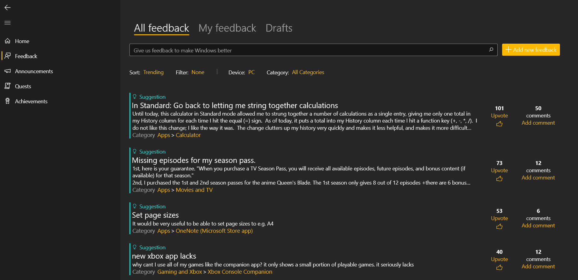 feedback hub