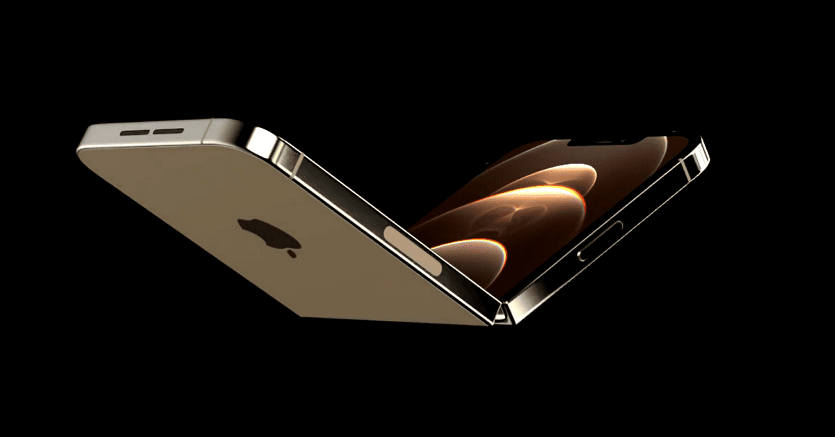 Concept flip phone iPhone 13 with folding screen rendered