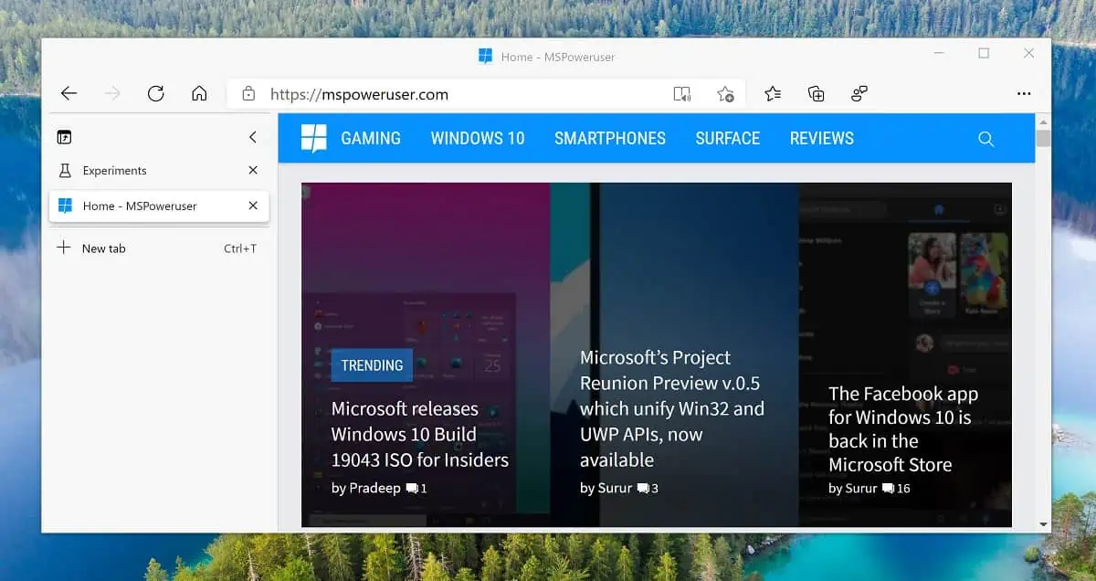 Edge Canary now lets you show and hide vertical tabs with a keyboard shortcut