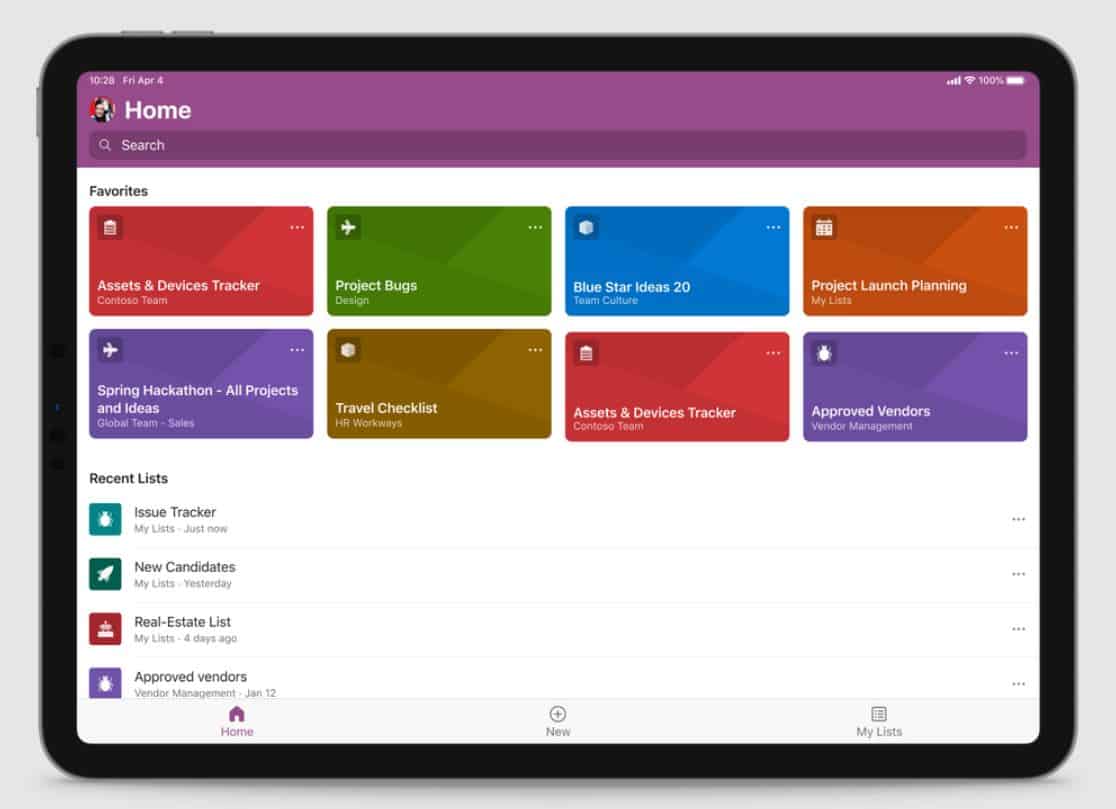 Microsoft Lists iPad app