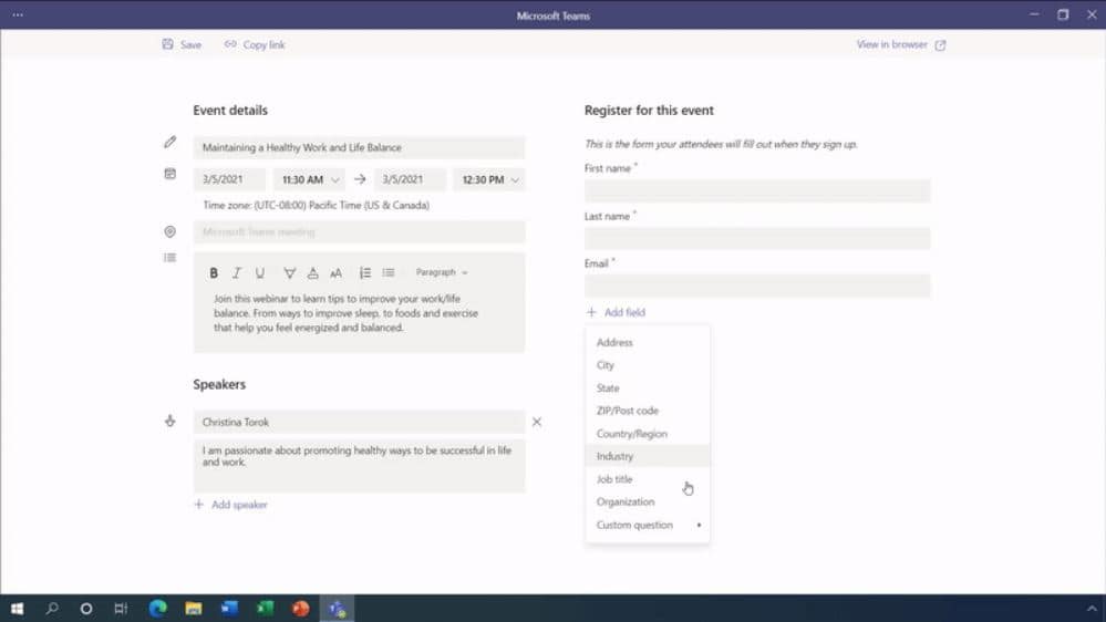 Microsoft Teams webinar