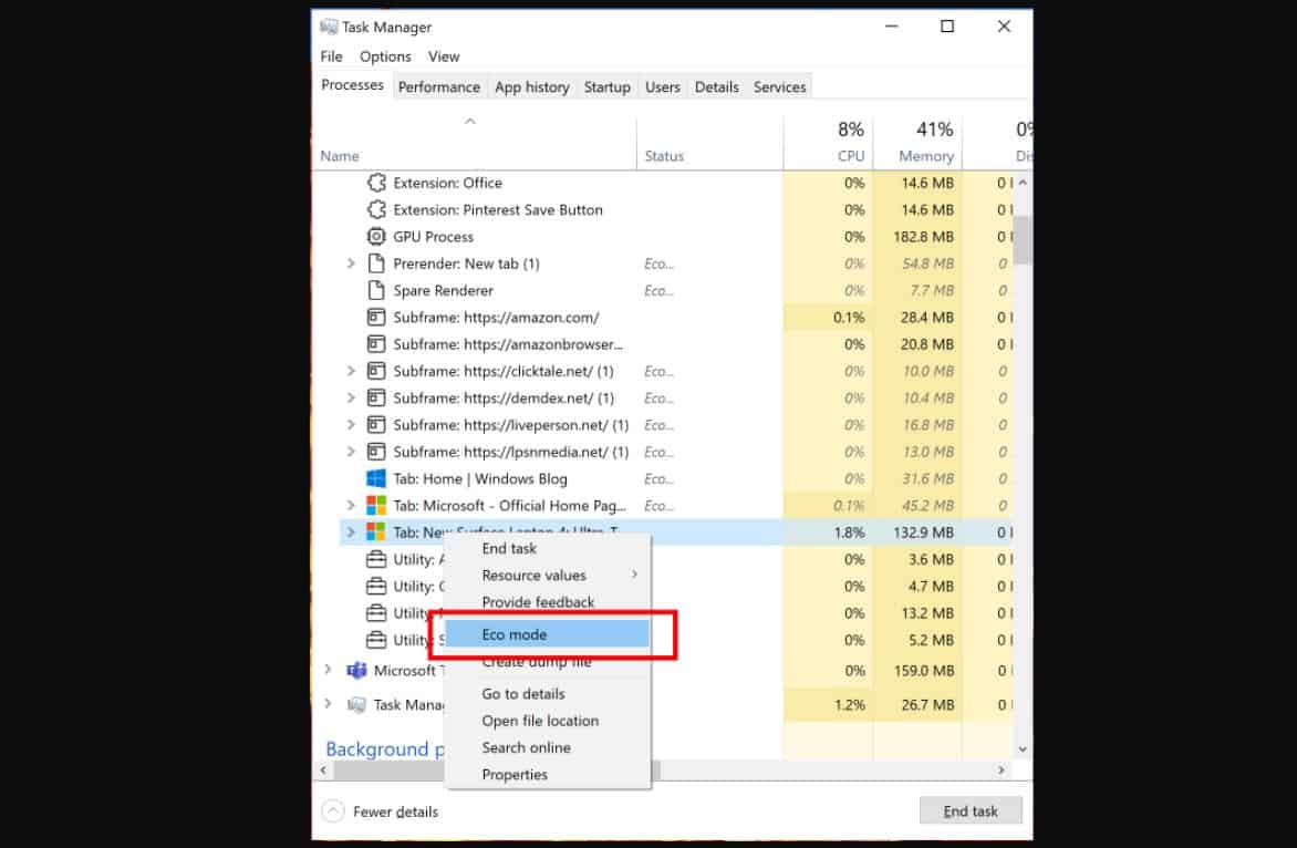 Gestione attività di Microsoft Windows 10