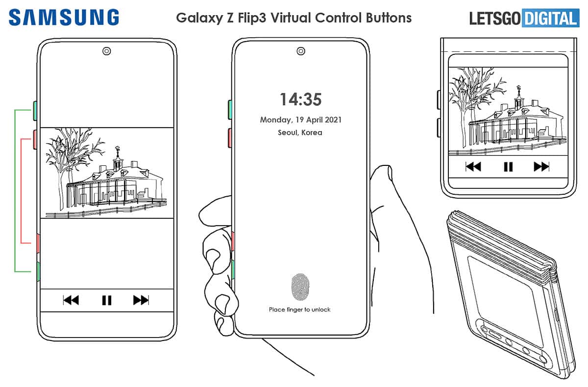 Samsung Galaxy Z Flip3 with beautiful cover display and virtual buttons ...