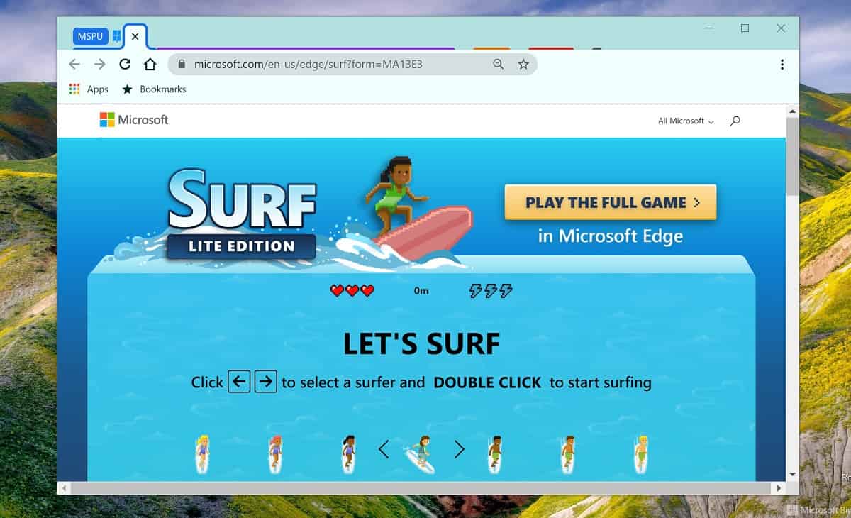 Dinossauro do Chrome' vira joguinho de surfe no Microsoft Edge