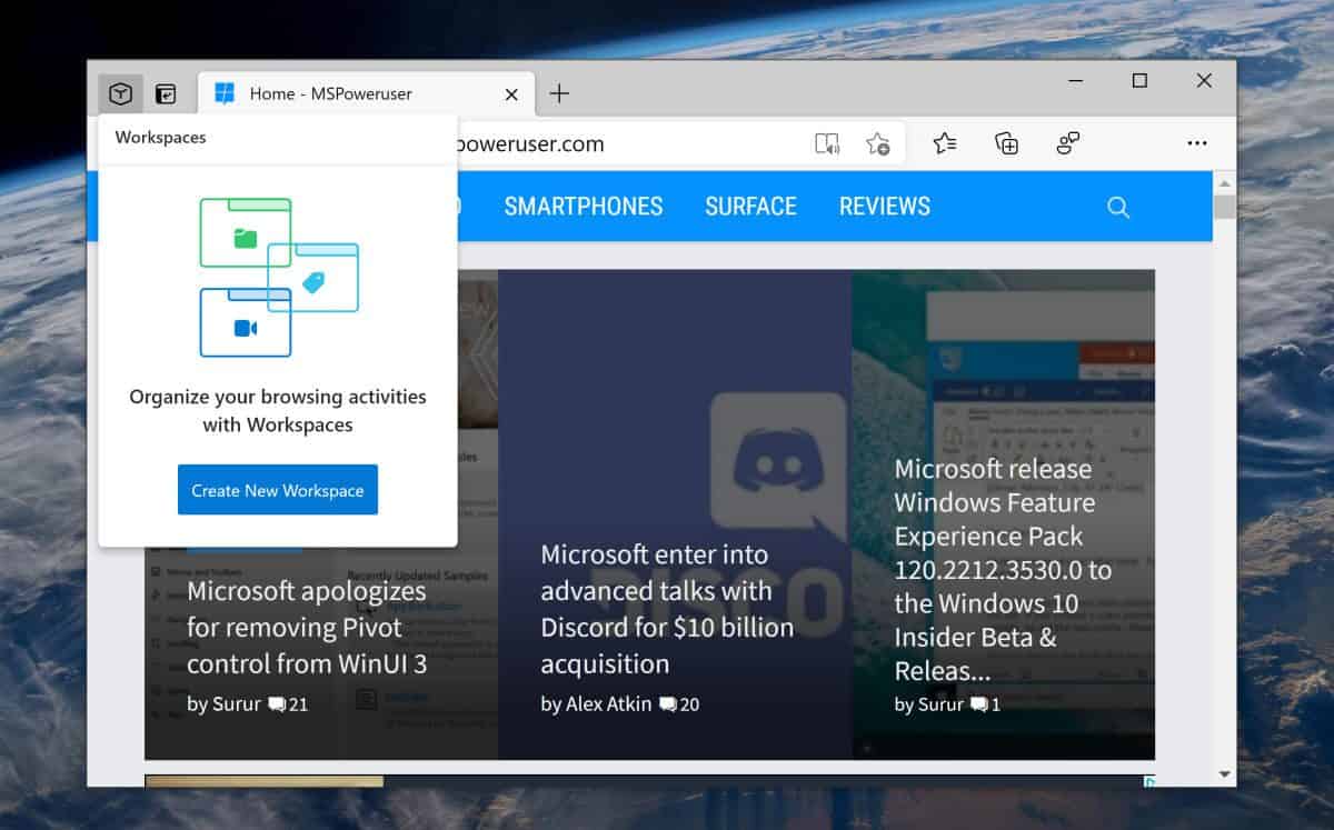 Microsoft Edge Workspaces