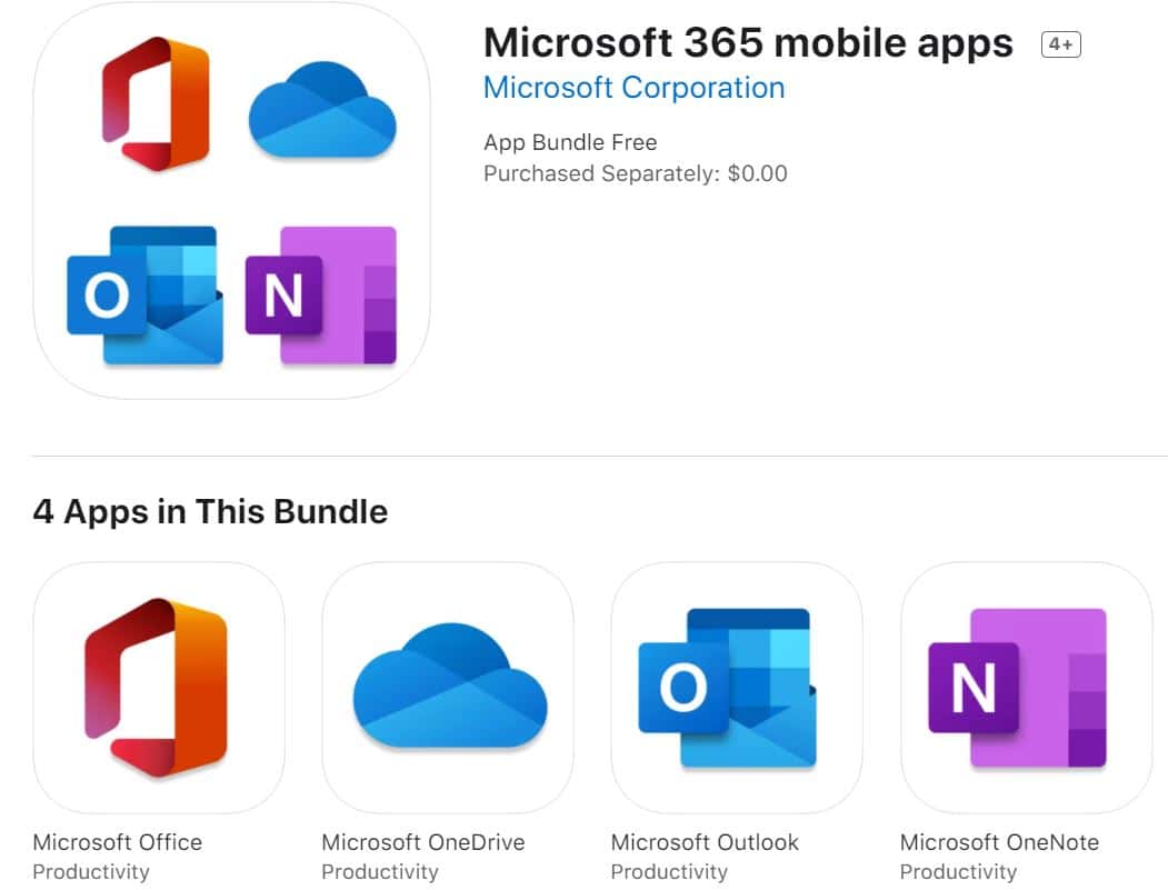 Microsoft 365 mobile apps bundle now available for download from Apple App Store