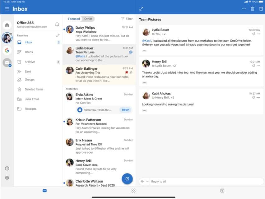 Microsoft Outlook for iPad will soon support 3-panes - MSPoweruser