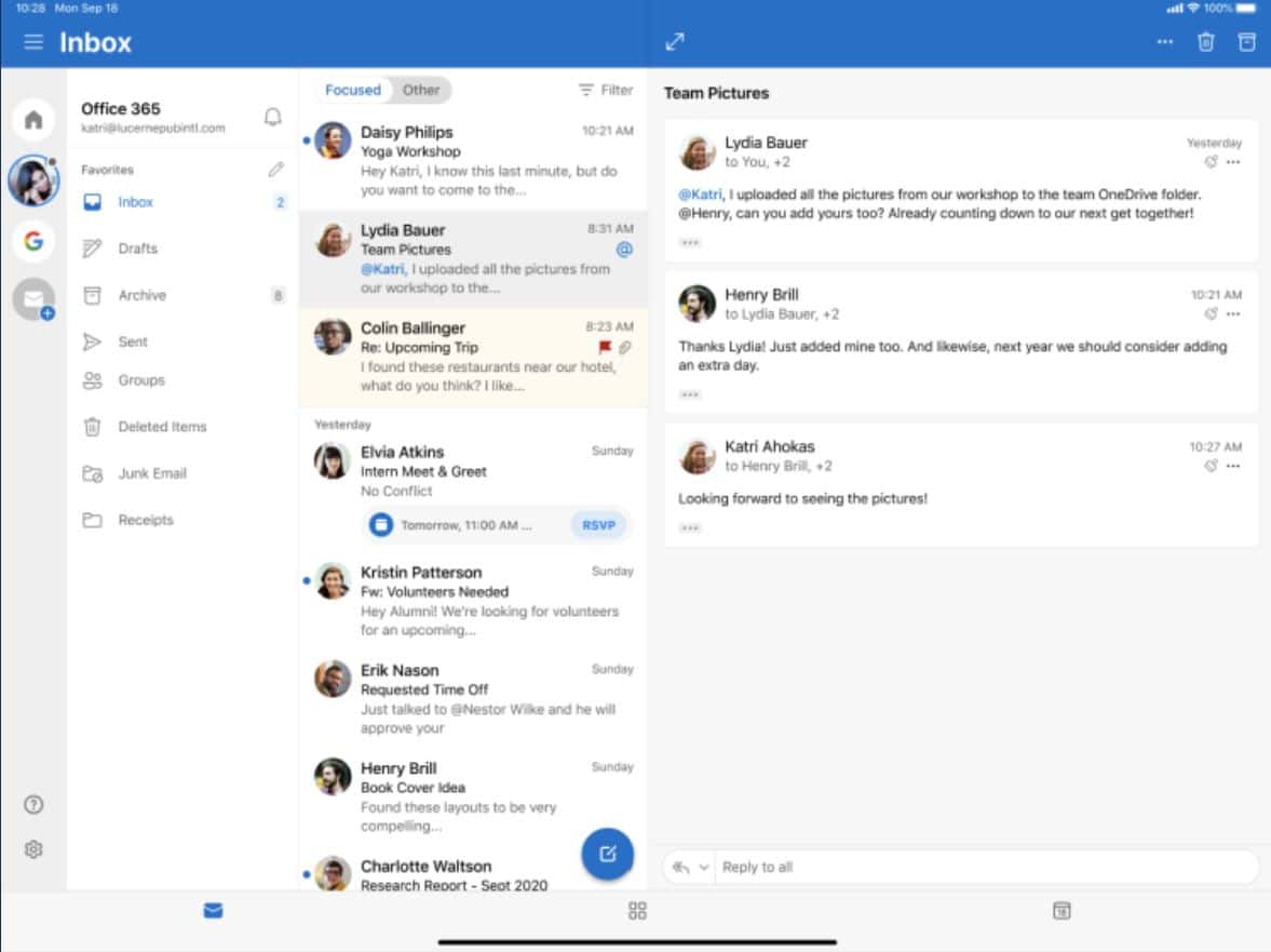 Microsoft Outlook iPad