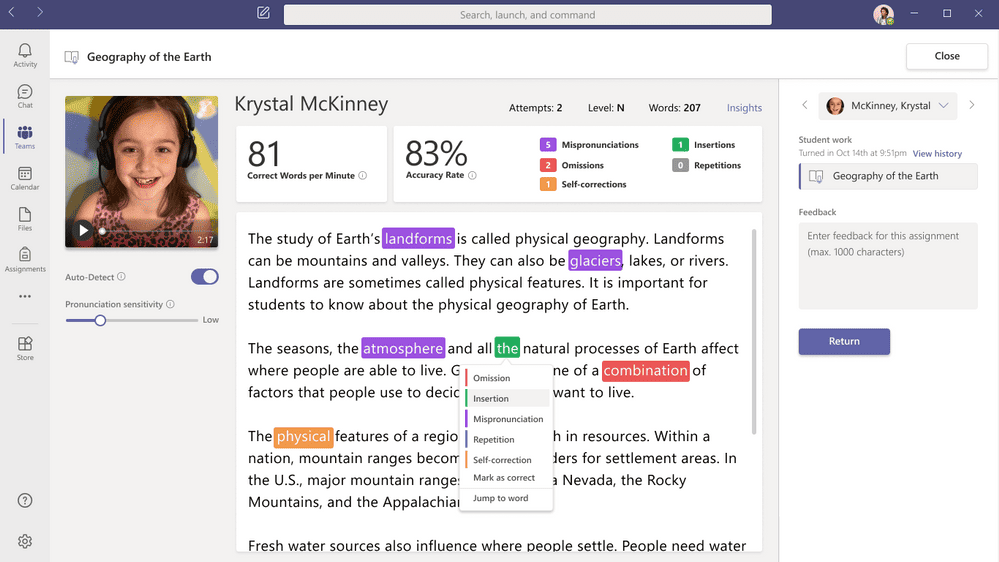 The new Reading Progress app in Microsoft Teams now available globally