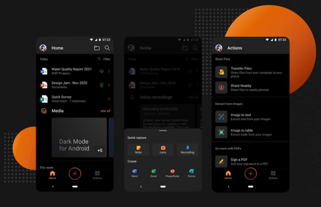 Microsoft déploie le mode sombre dans l'application Office pour les appareils Android