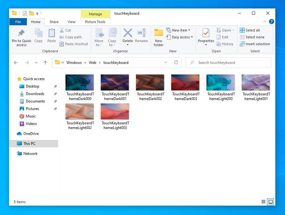 Íme néhány háttérkép, amelyet a Windows 10 21H2 rendszerben az érintőbillentyűzetre alkalmazhat