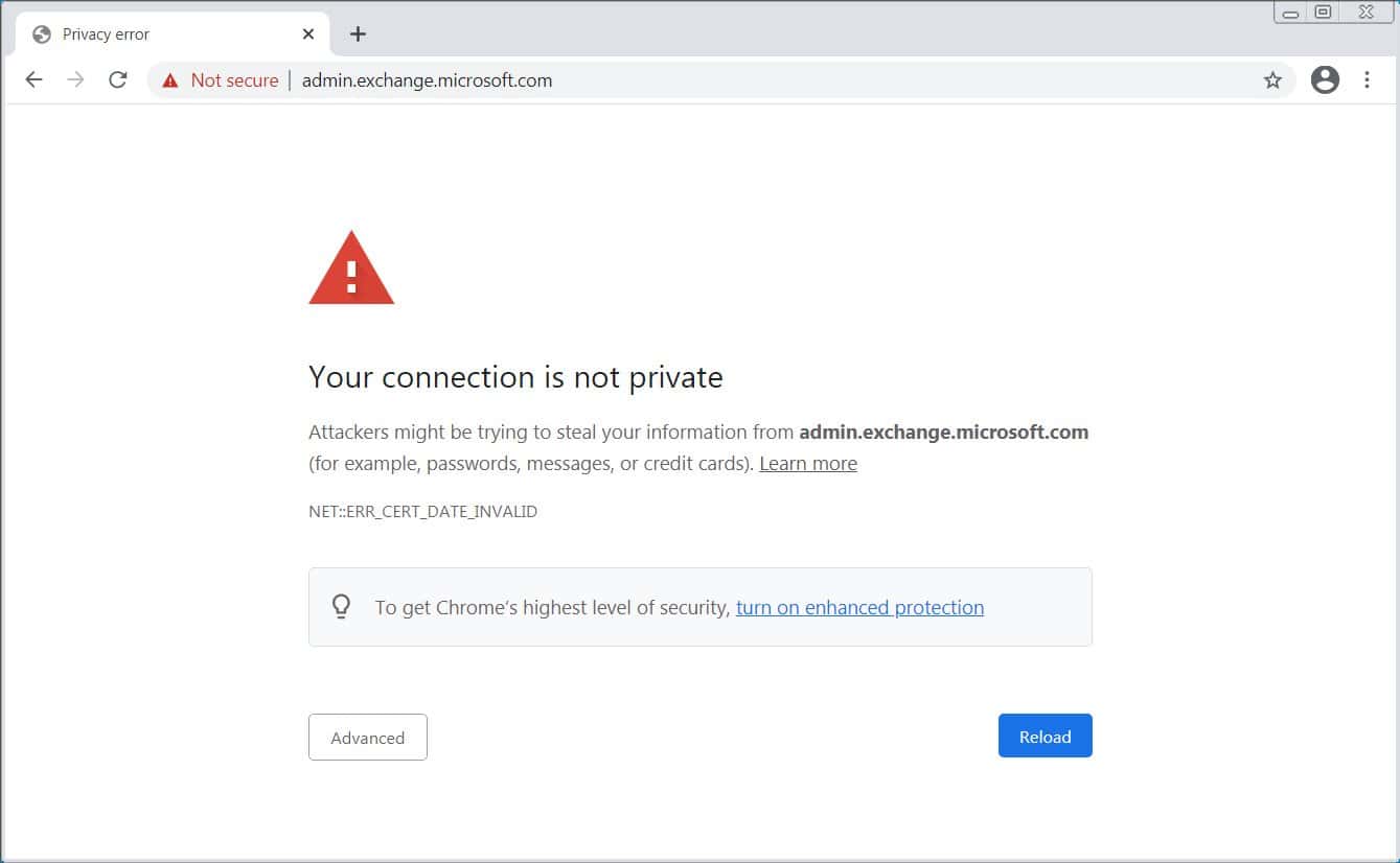 EX257883: Admins may be unable to access the Exchange admin center 