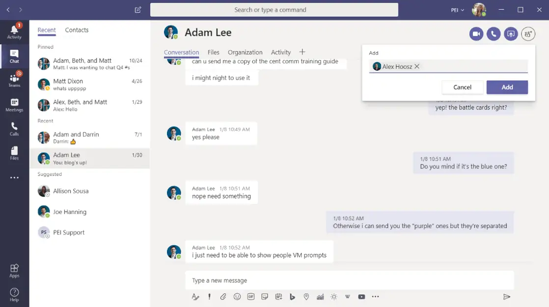 You can now include External users in Microsoft Teams group chats