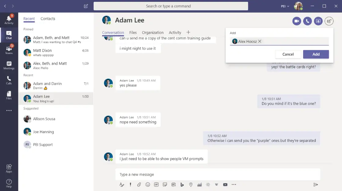 microsoft teams group chats