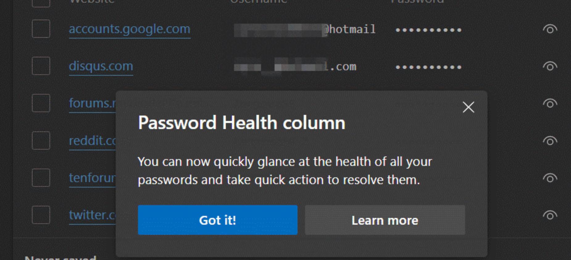 Microsoft Edge Canary gains improved Password Health feature