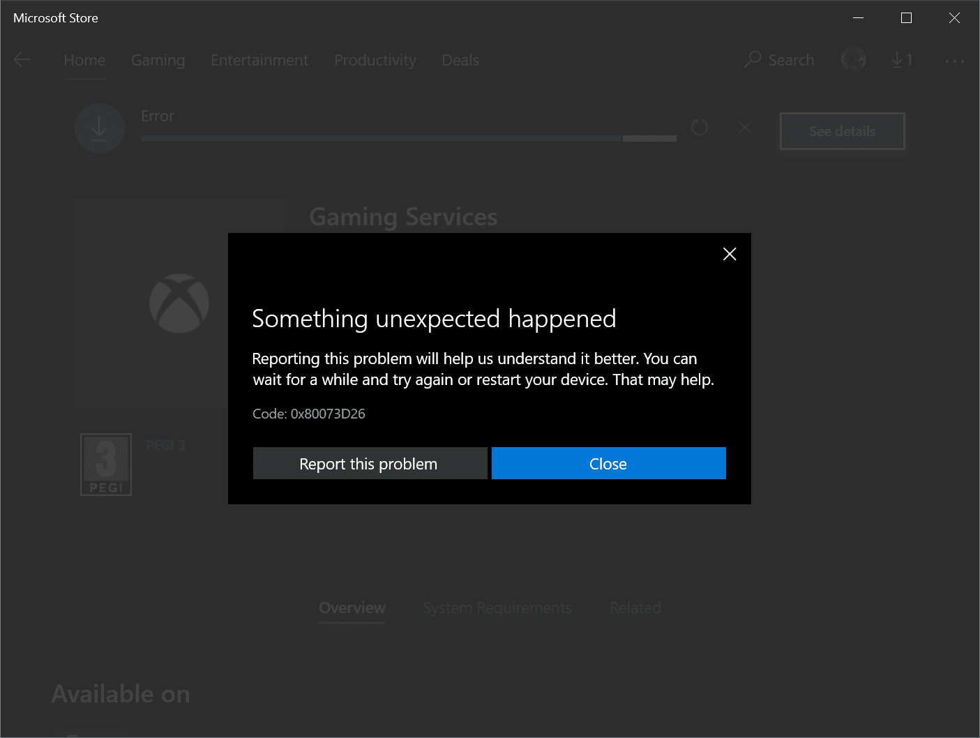 error code 0x000000001 xbox ultimate game pass