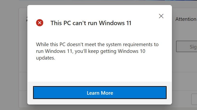 cannot run windows 11