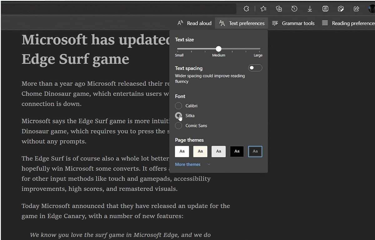 Microsoft immersive reader new fonts