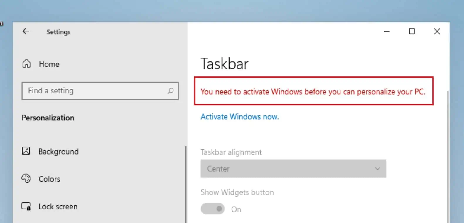 personalize windows 10 without activating
