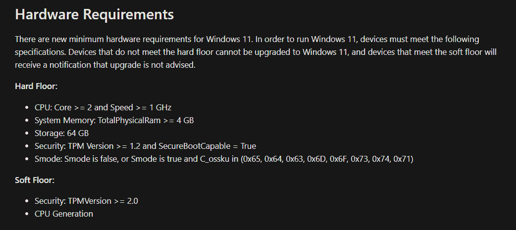 Windows os requirements что это