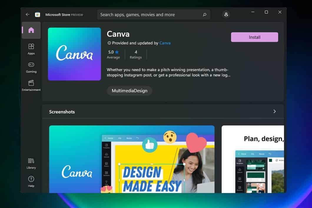 Canva for Windows 11