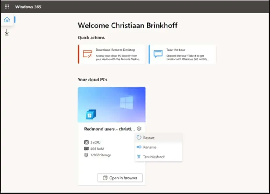 Welcome to your Windows 365 Cloud PC