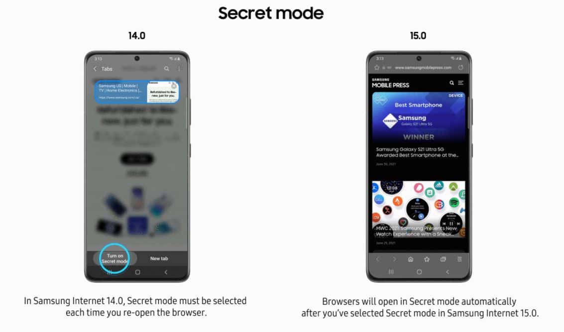 Samsung Internet Secret Mode