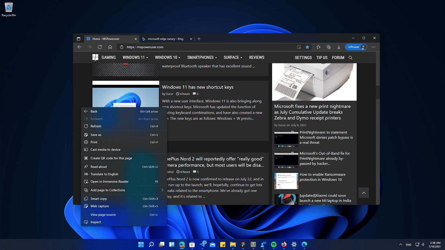 Edge Canary has a new Windows 11 