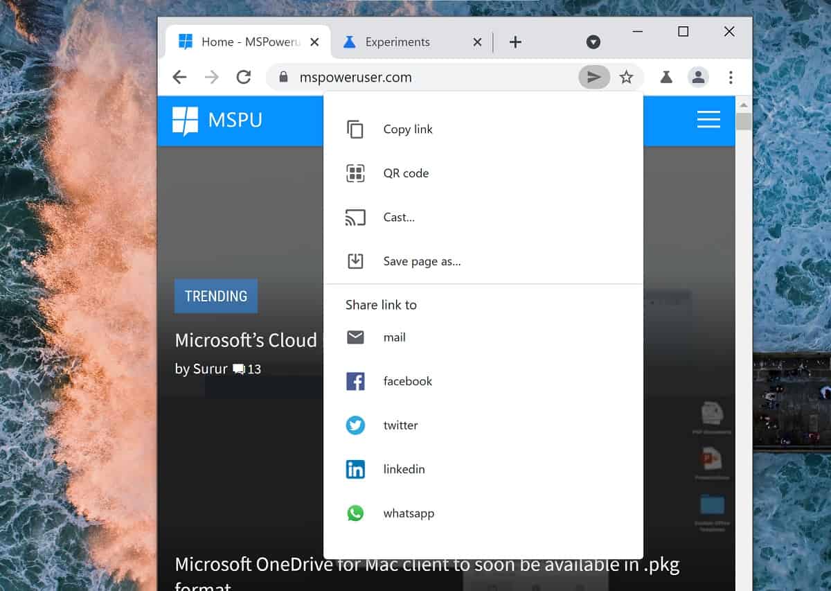 Google Chrome copies Edge’s new Sharing Hub