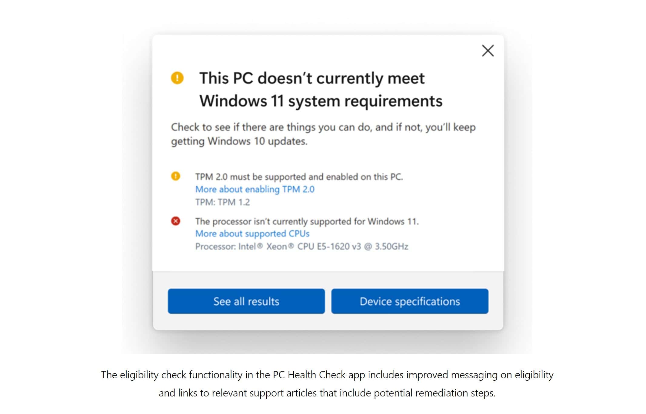 Microsoft PC Health Check app Windows 11