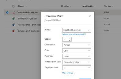 Microsoft Universal Print OneDrive