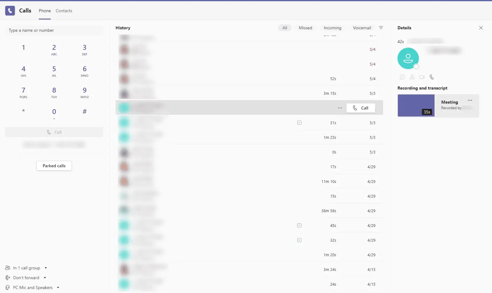 Call transcription for VOIP and PSTN calls coming Call History in Microsoft Teams