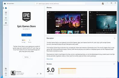 Microsoft Store Epic Store app