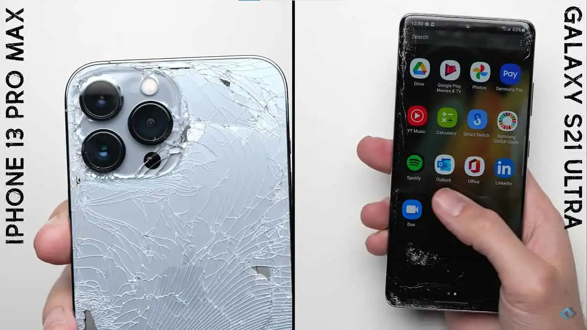 Watch the iPhone 13 Pro Max undergo a brutal drop test against the Samsung Galaxy S22 Ultra