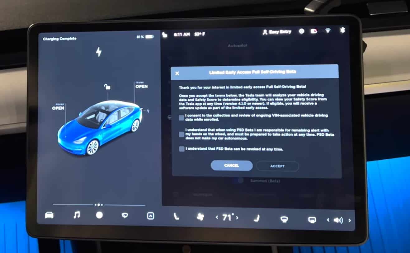 Full self Driving Tesla. Clndycar Drive Beta 03. Code Ford Mustang Monitor options Tesla Version.