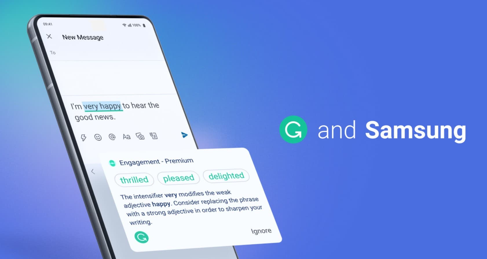 Клавиатура Samsung будет поставляться с встроенной интеграцией Grammarly