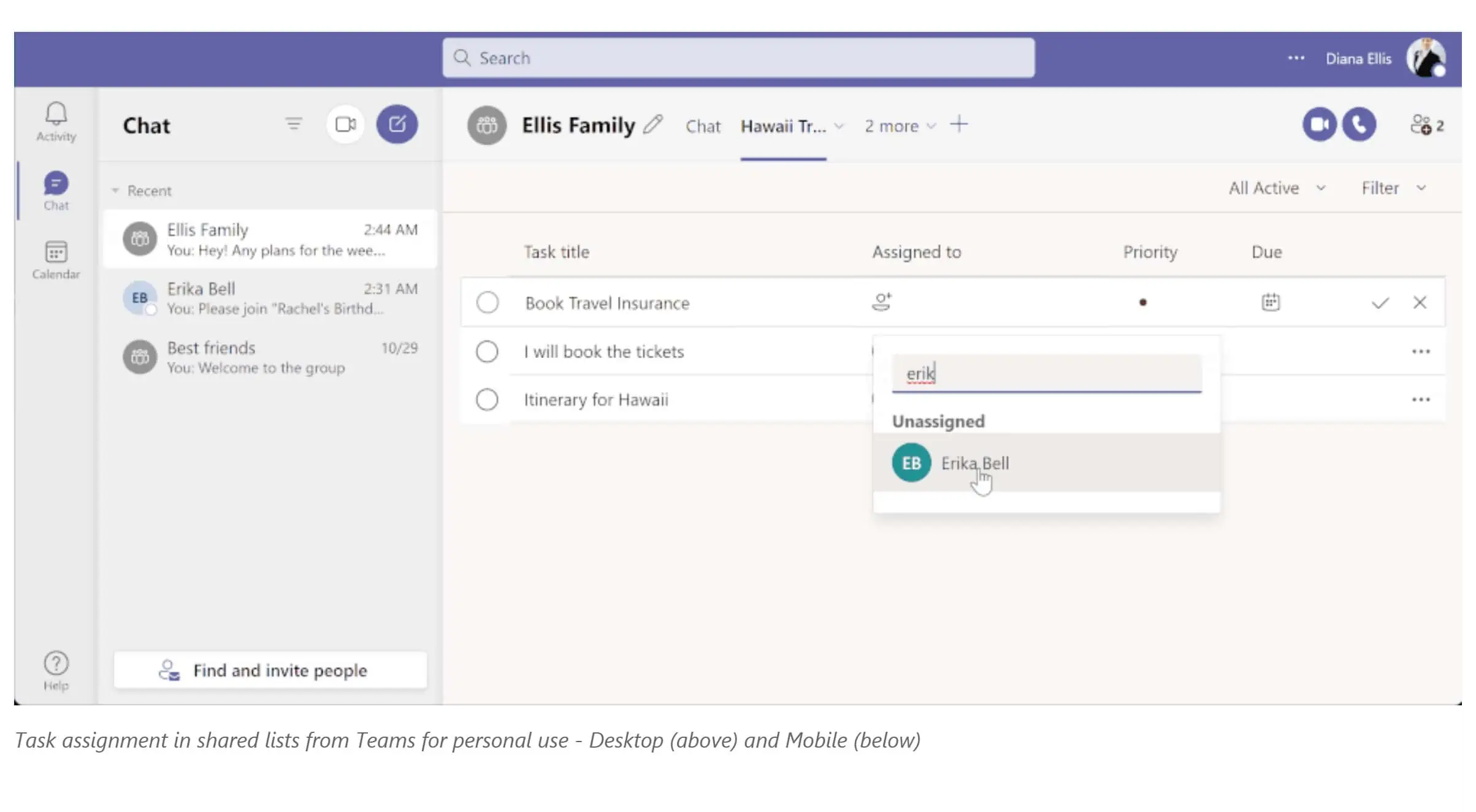 Tasks on microsoft teams - changehilo