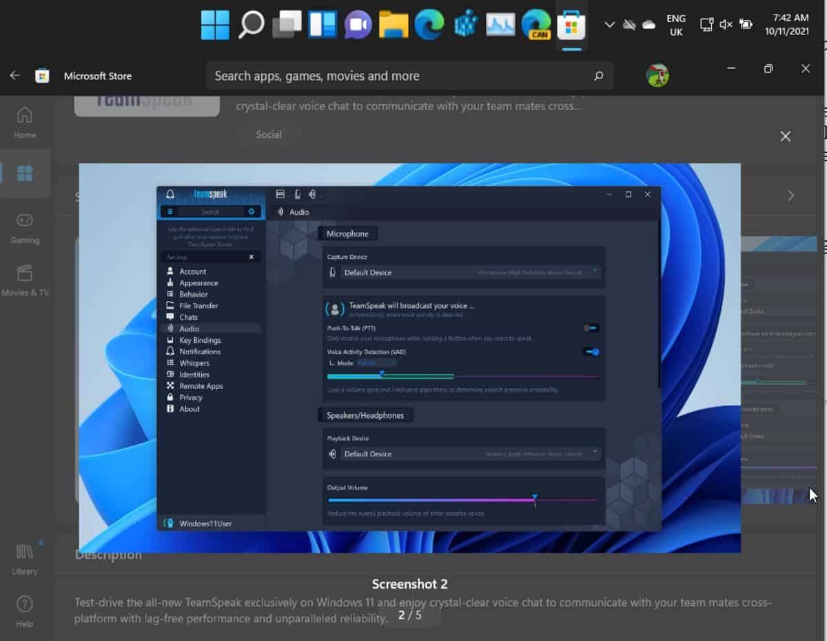 New TeamSpeak app for Windows 11 show up in the Store