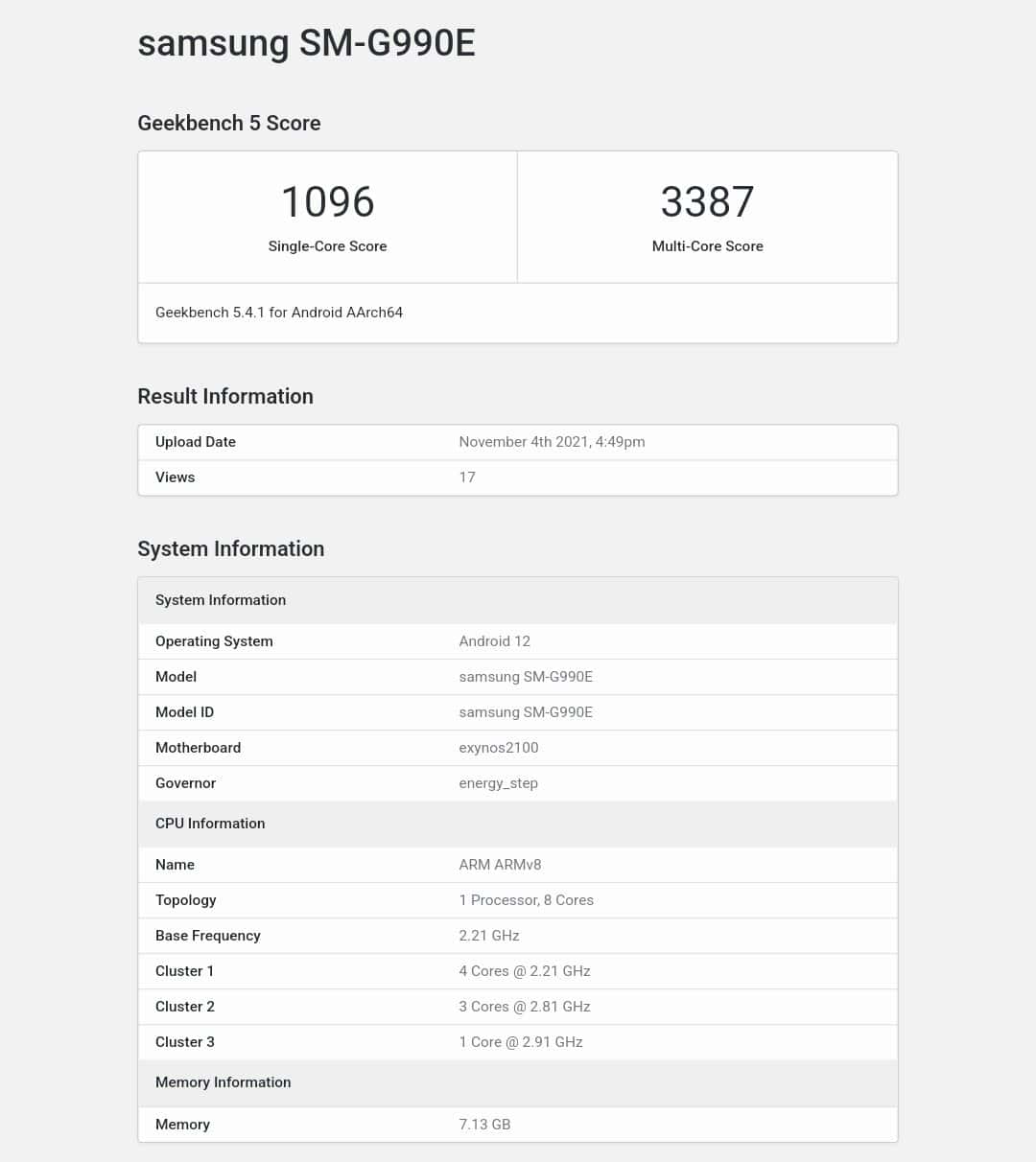 Galaxy S21 FE benchmark scores