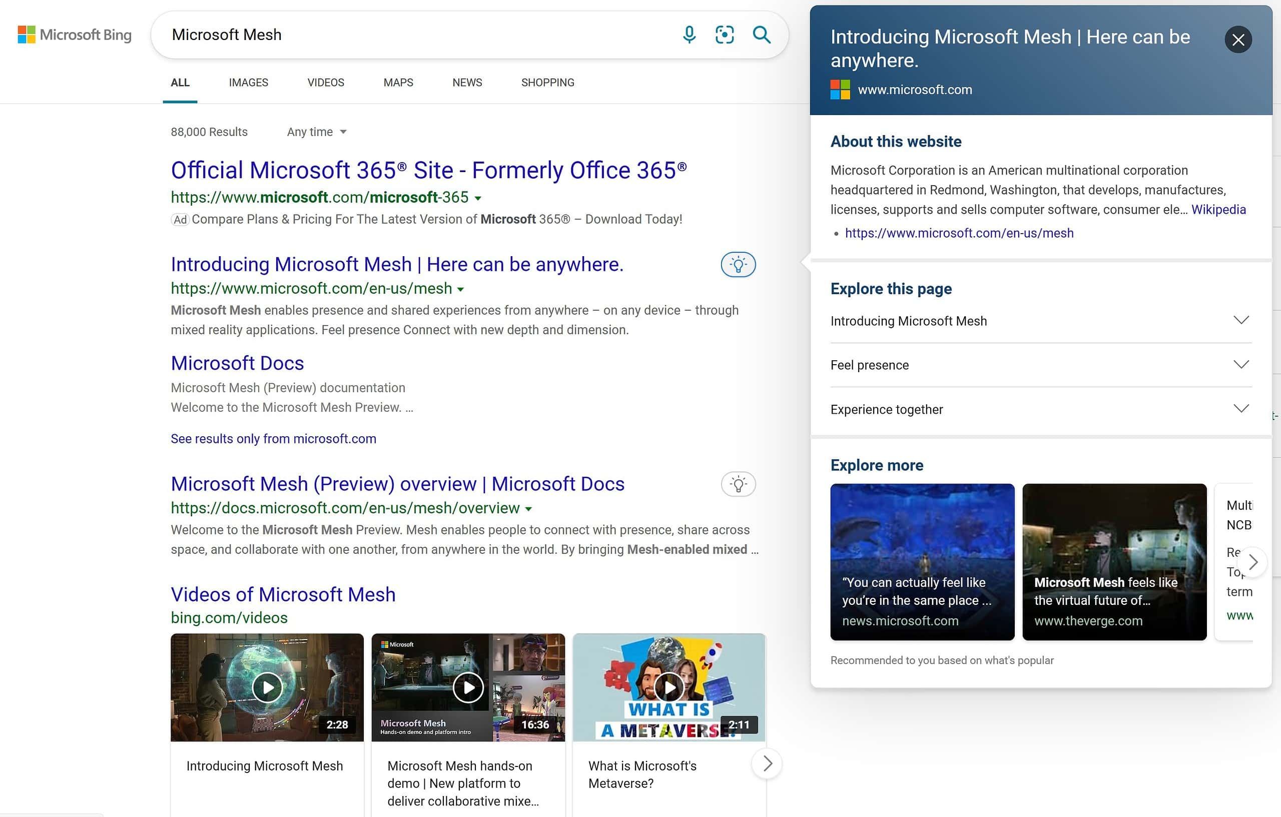 Microsoft Bing Page Insights