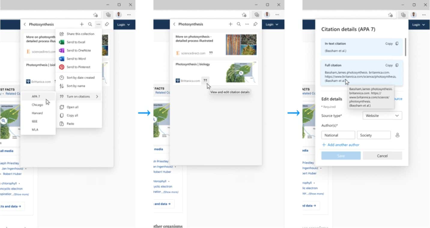 Microsoft explains the new “Citations” feature in Microsoft Edge