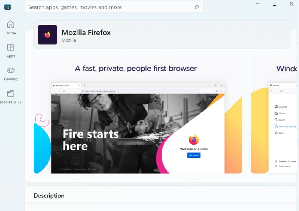 Microsoft Store Firefox download