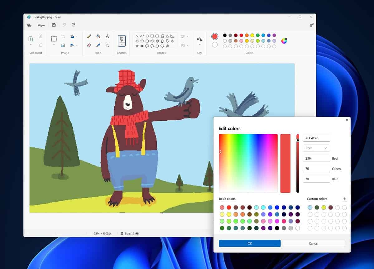 Microsoft Windows 11's Paint application