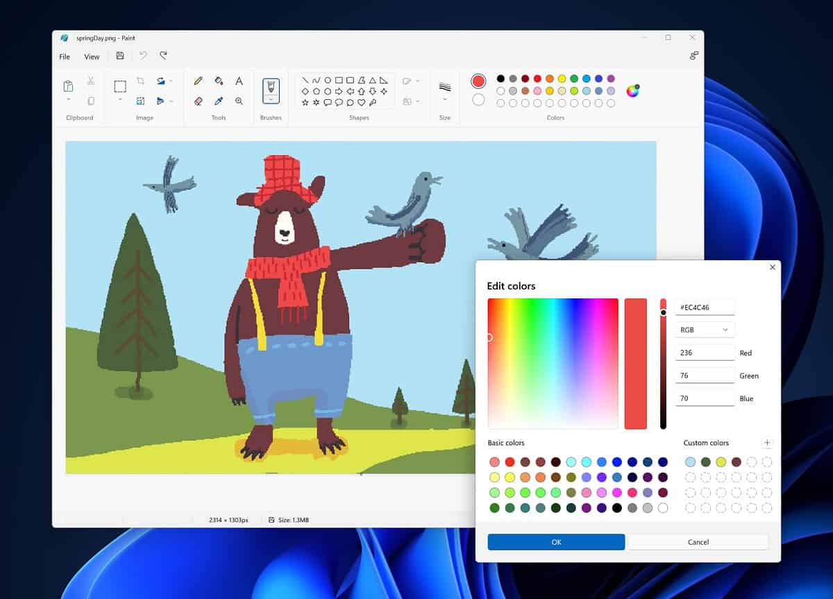 Aplicativo de pintura do Microsoft Windows 11