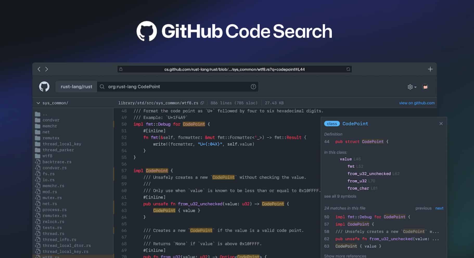 Pesquisa de código do GitHub