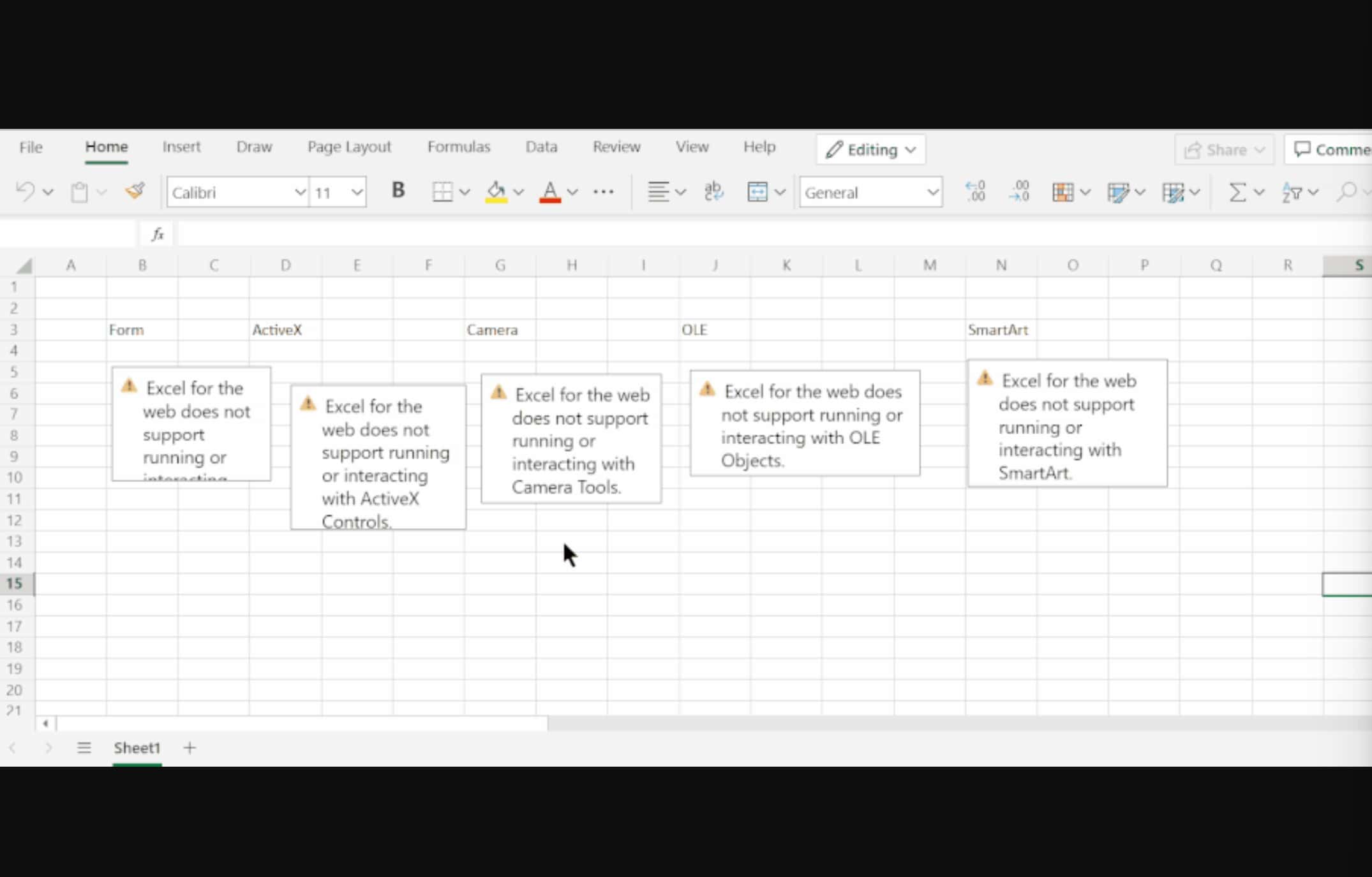 Microsoft Excel for the web